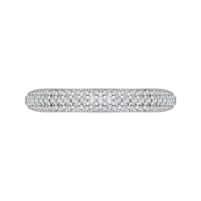 14K White Gold Round Diamond Half Eternity Wedding Band