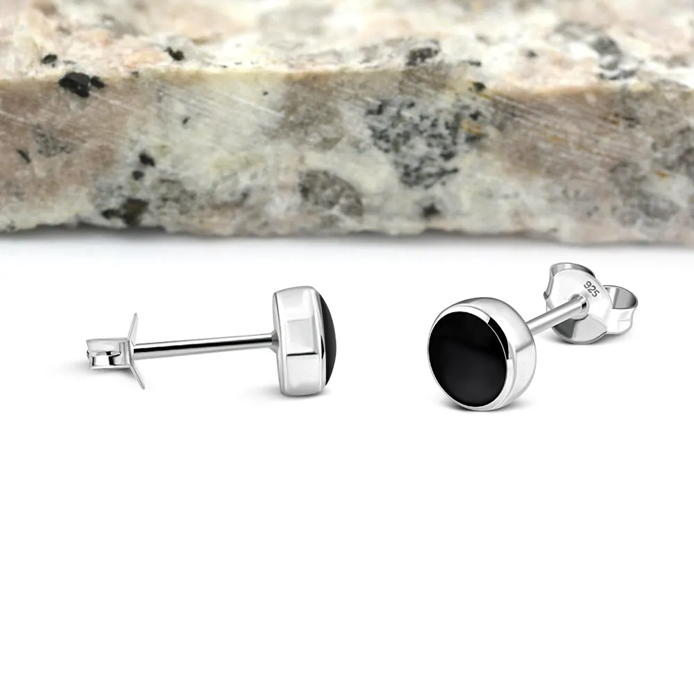 6.20mm | Black Onyx Sterling Silver Stud Earrings