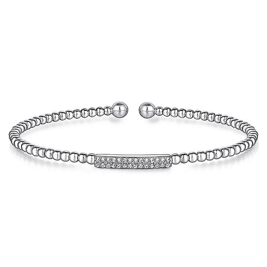 Gabriel& Co. 14K White Gold Bujukan Bead Cuff Bracelet with Diamonds