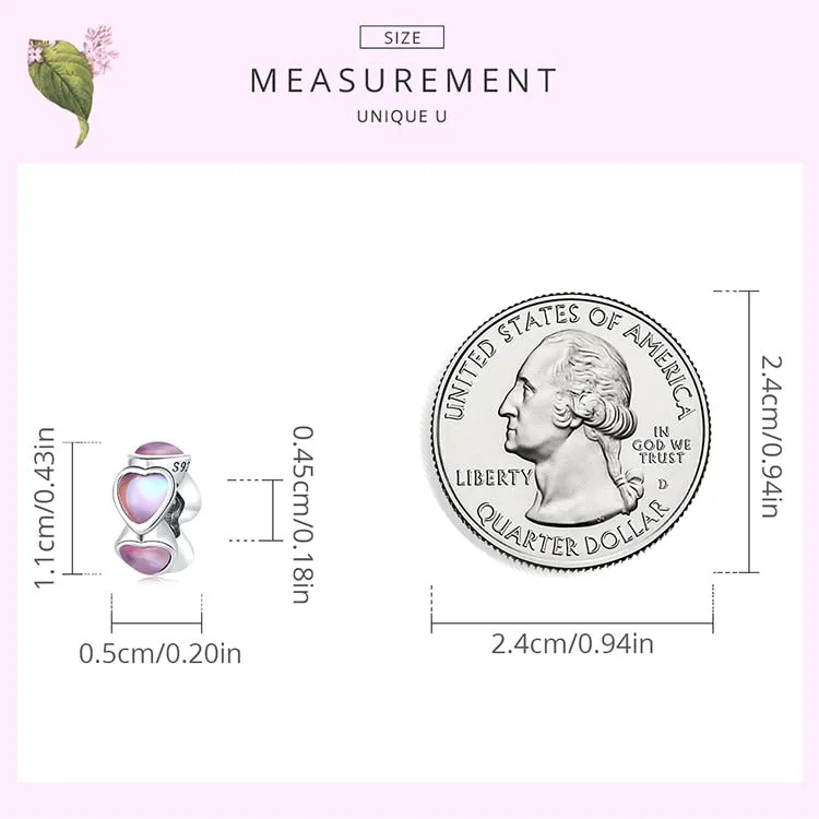 Pink Glass Heart Spacer Beads
