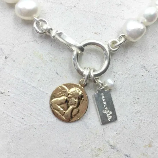 Rosie Pearl Bracelet | Cherub Charm & Freshwater Pearls | By Pearly Girls